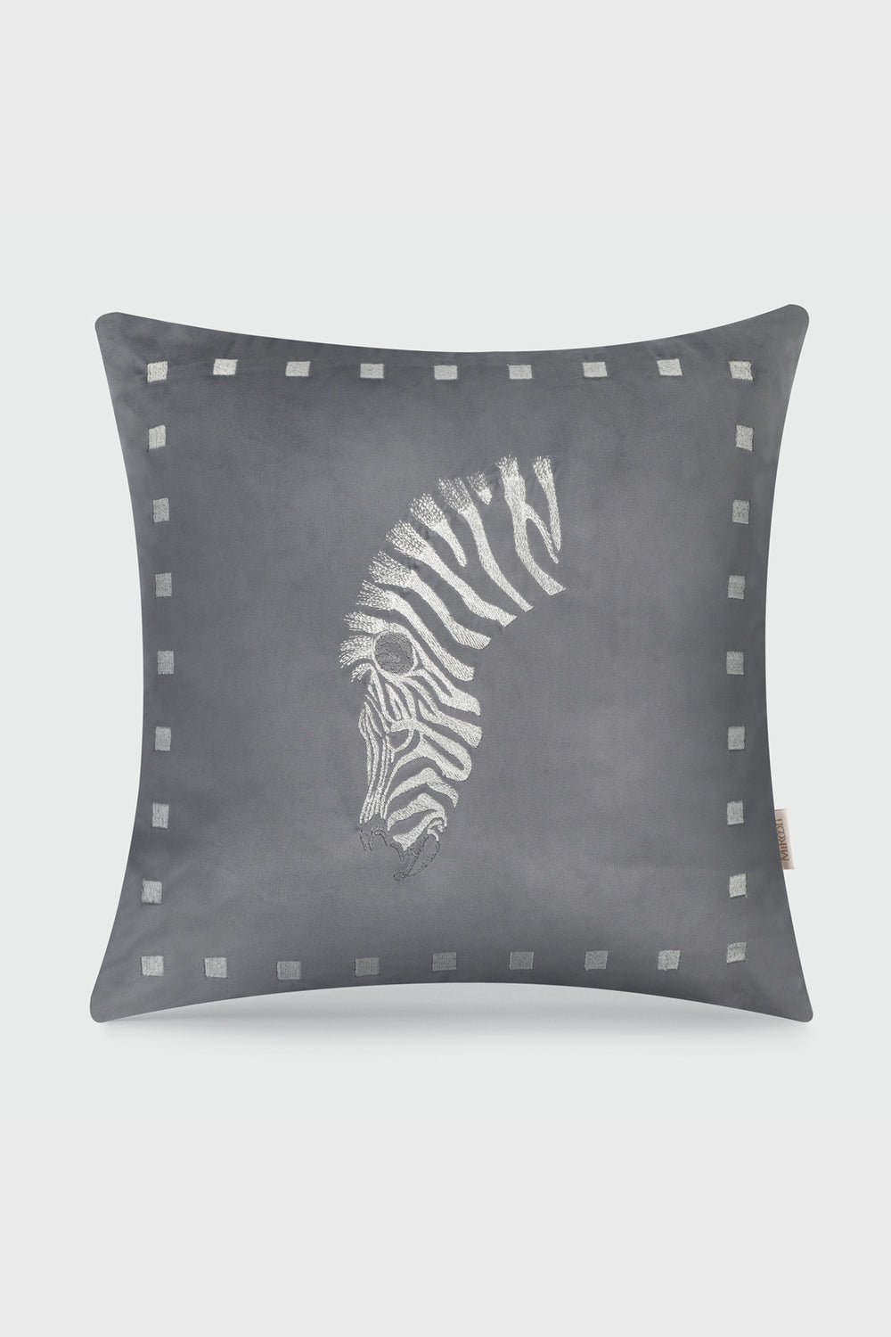 MiRooh Zarika cushion covers in ash and sapphire shown as a gift pair