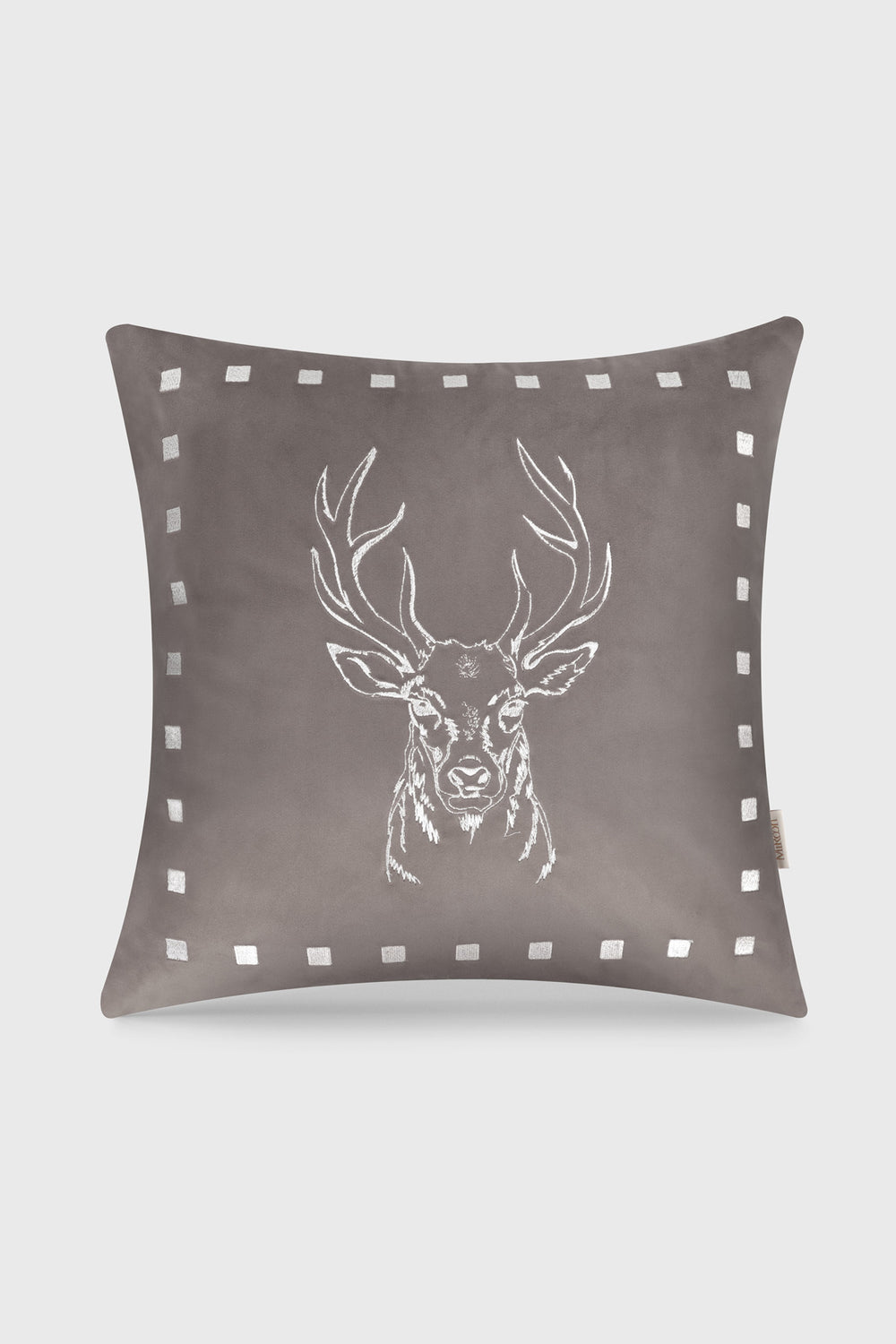 MiRooh Mushk cushion covers in mocha and copper shown as a gift pair
