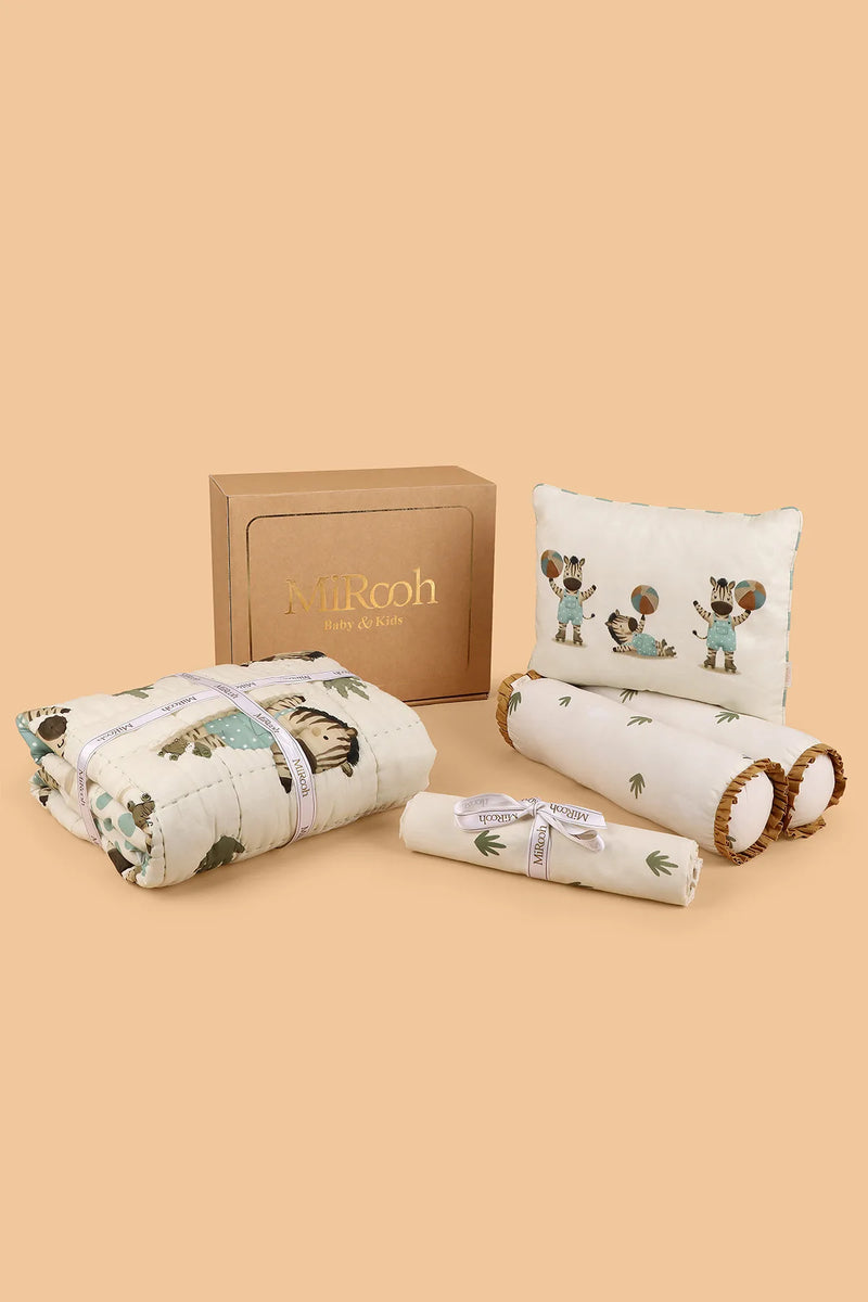 MiRooh Zig-Zag Adventures organic cotton cot bedding set