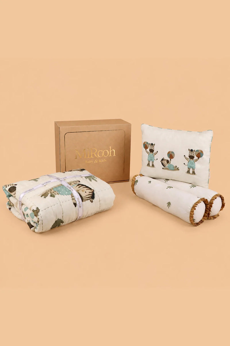 MiRooh Zig-Zag Adventures organic cotton essential bedding gift set