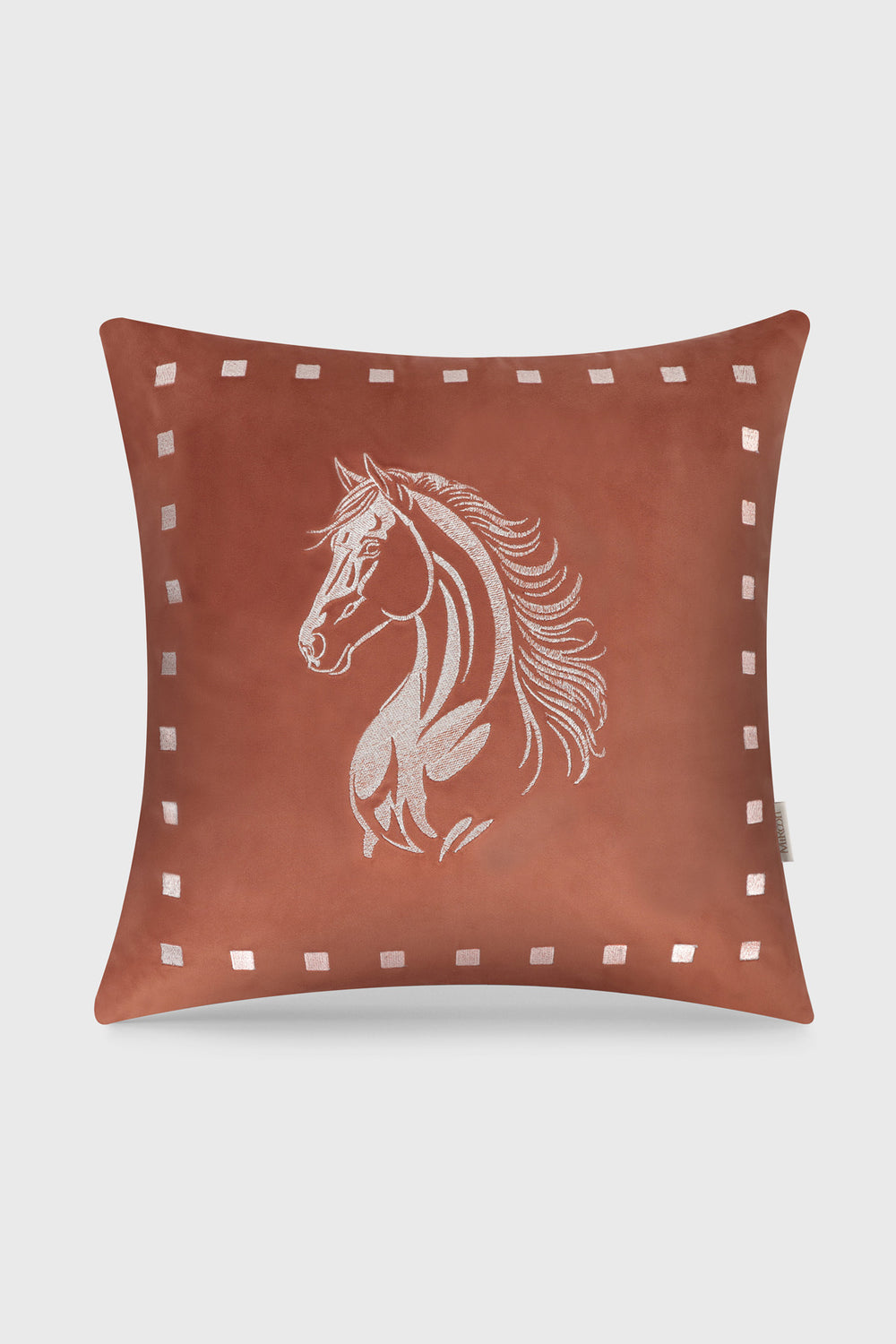 MiRooh Sultan cushion covers in copper and ruby shown as a gift pair