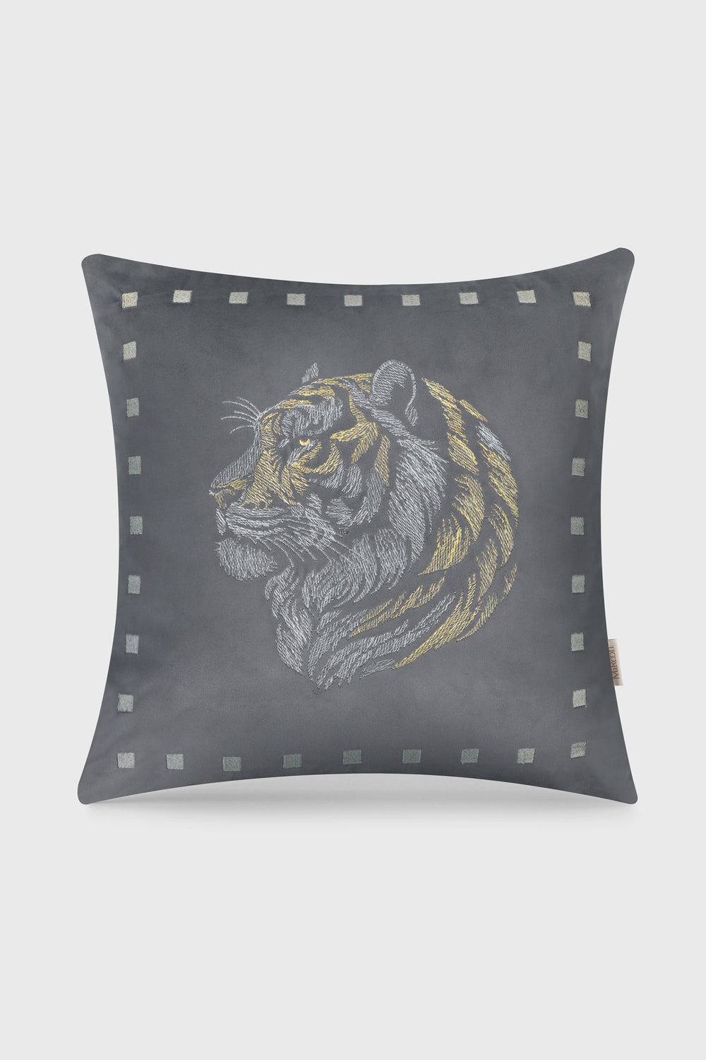 MiRooh Vanraj cushion covers in ash and sapphire shown as a gift pair