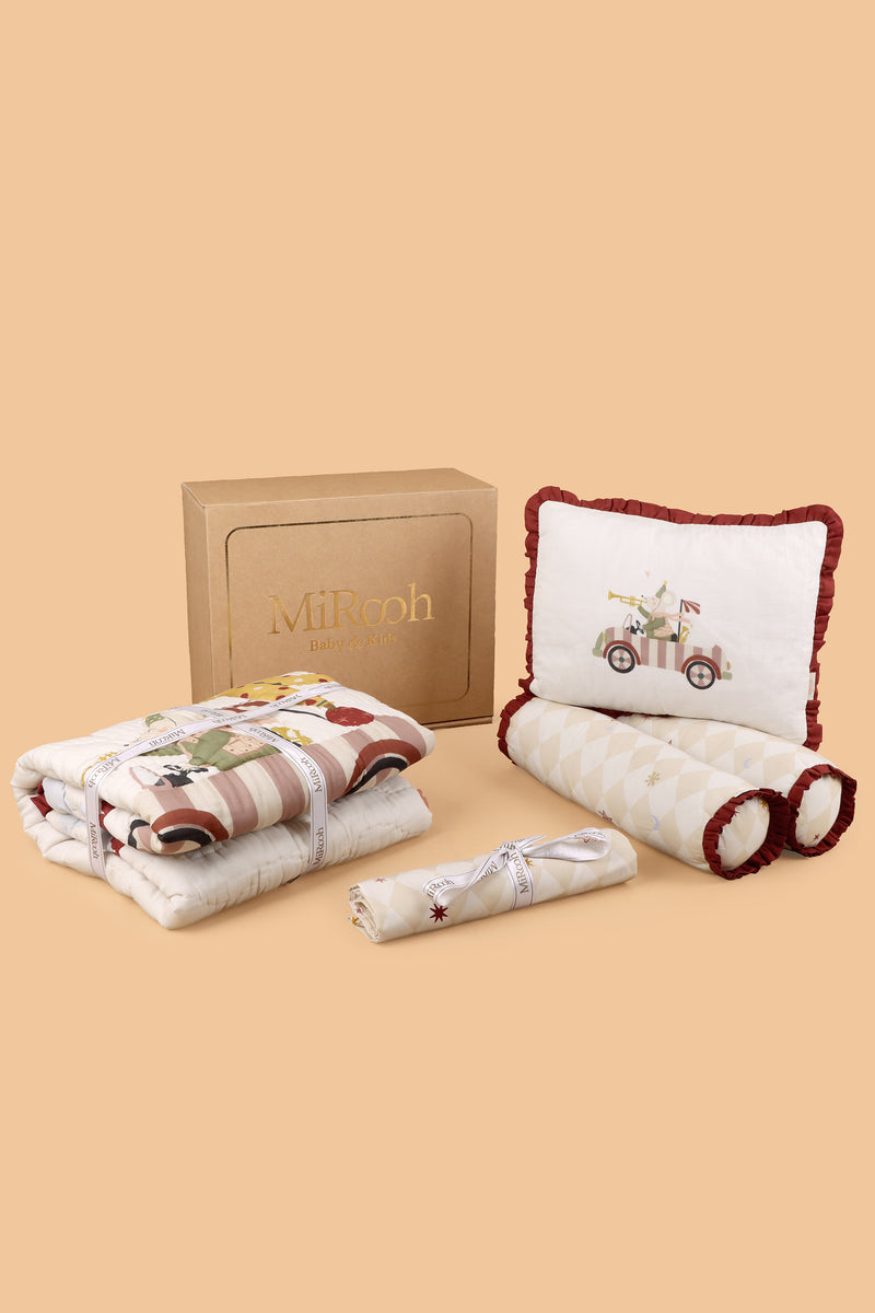 MiRooh Petite Parade organic cotton cot bedding set