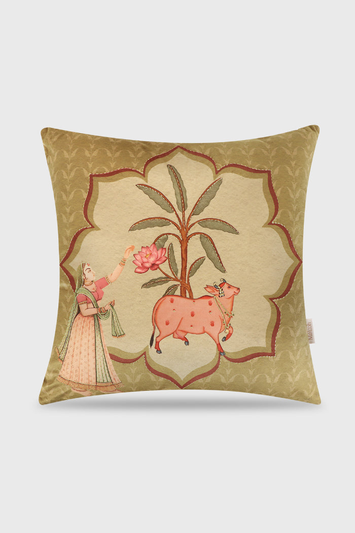 Manjari Moss Green Cushion by MiRooh