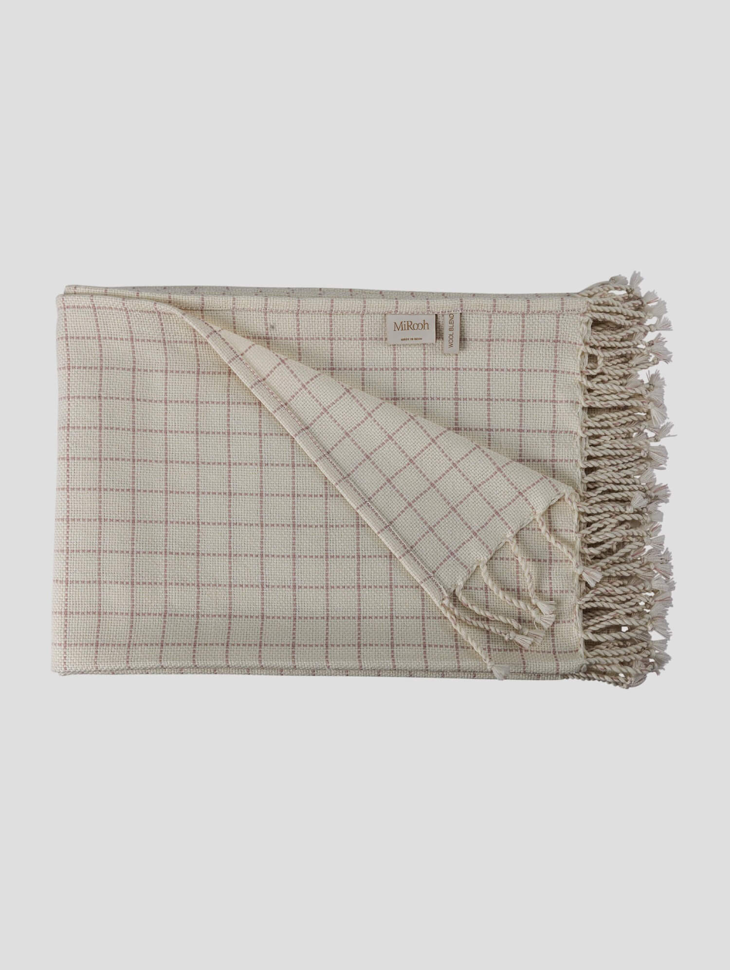 NAFISA IVORY SOFT PINK CHECK THROW – Mirooh
