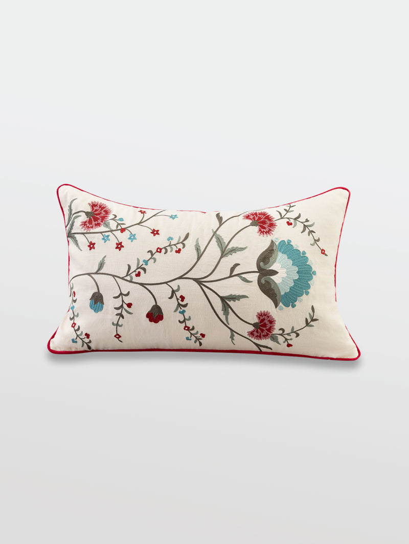 Shop Ziya Deep Ivory Lumbar Cushion I Buy Cushion Cover Embroidery Designs  for Sofa Online – Mirooh
