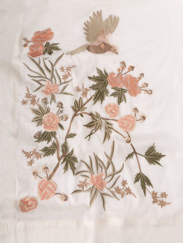 Bulbul Daali Embroidered Fabric Sample